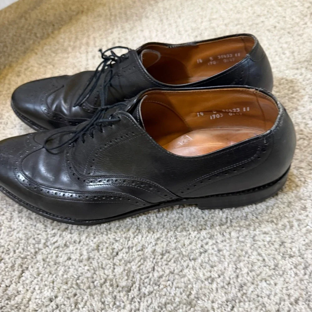 Allen Edmonds Chester Mens Black Leather‎ Wingtip Oxford Dress Shoes 14 B 35623